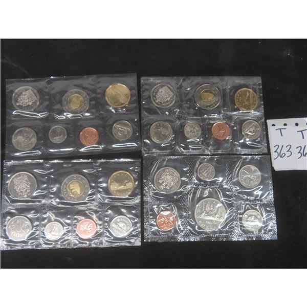 Four Canadian Specimen Coin Sets: 1981, 1999, 2002, 2002