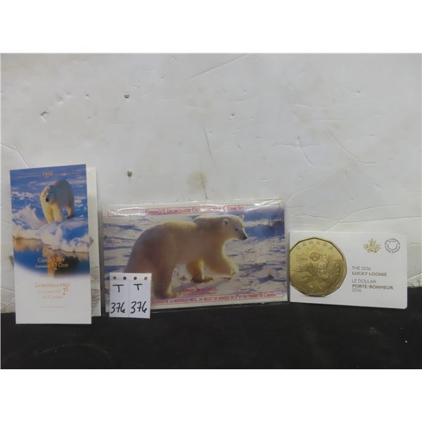 Canadian Uncirculated $2 Coin And Banknote Set; 2016 Luck Loonie Set; Single Uncirculated $2 Coin