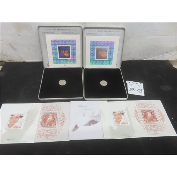Two Canadian Millennium Keepsake Stamp and Coin Collections