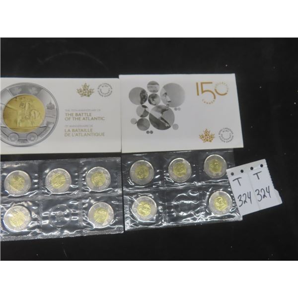 2016 $2 Coin Set — 75th Anniversary Of The Battle Of The Atlantic; 2015 Sir John A. Macdonald