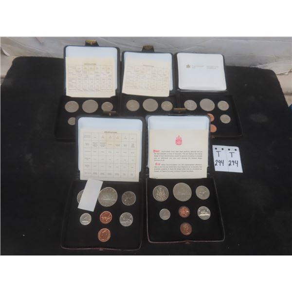 Five Canadian Uncirculated Coin Sets 1980, 79, 78, 77, 75