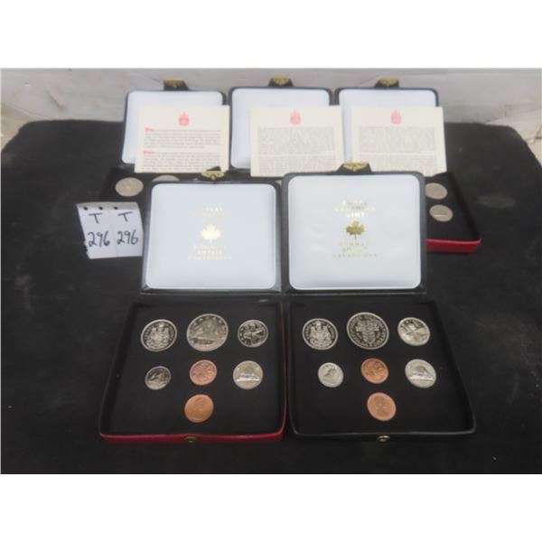 Five Canadian Uncirculated Coin Sets 1974, 73, 73, 72, 71