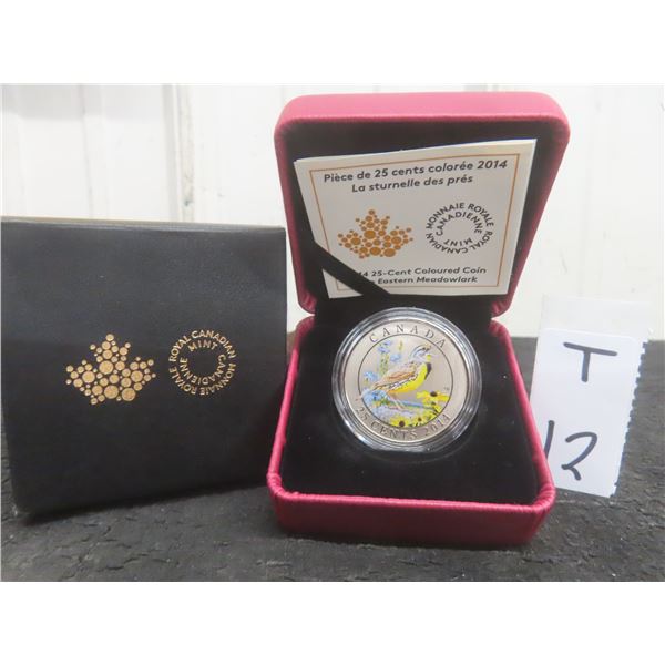 2014 Canadian 25¢ Coloured Coin — Birds of Canada, “Eastern Meadowlark”