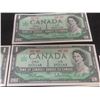 Image 6 : 6 1967 Canadian Centennial $1 Bills, Uncirculated