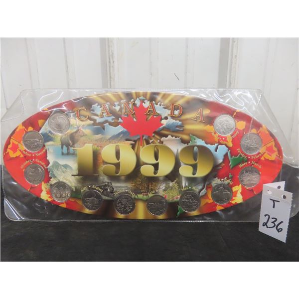 1999 Canadian 25¢ Millennium Coins — 12-Coin Set