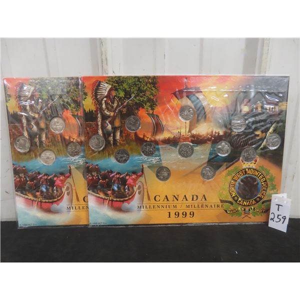 2 1999 Canadian Millennium 25¢ Coin Sets