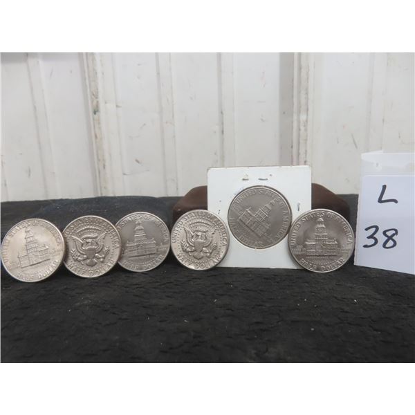 6 U.S. Half Dollars: 1972, 1976 (×4), 1980