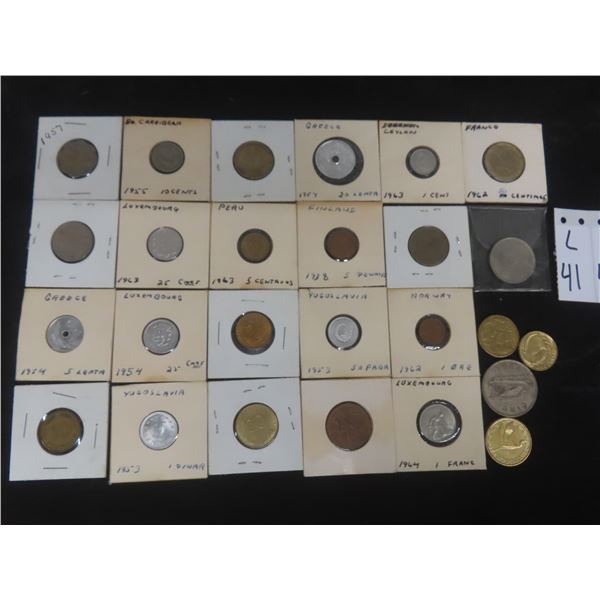 25 World Currency Coins, Mostly from the ’50s: Luxembourg, Yugoslavia, Norway, Peru, and More