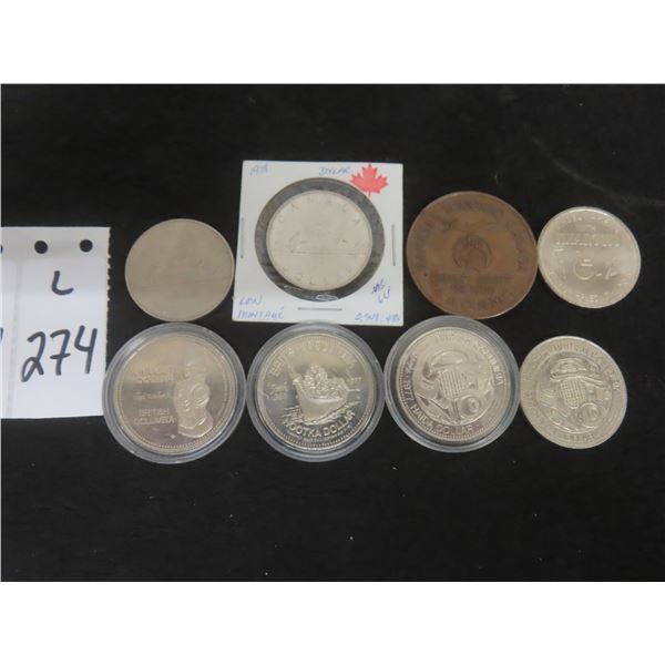 8 Pieces — 2 Canadian $1 Coins, 4 “First Nations Dollars,” and 2 Medallions