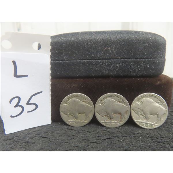 3 U.S. Buffalo Nickels