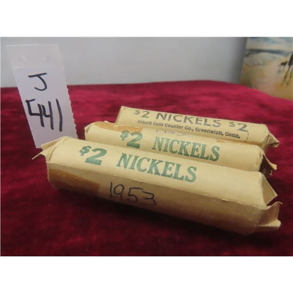 Three Rolls of 1953 Canadian Nickels