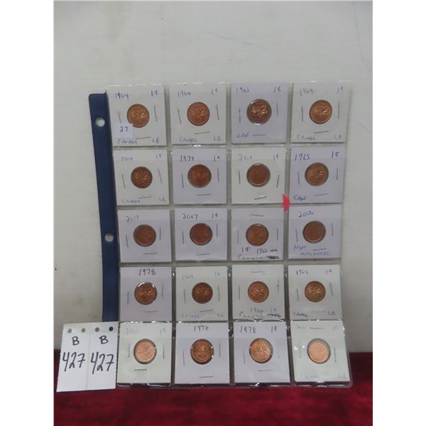 Twenty Canadian Pennies