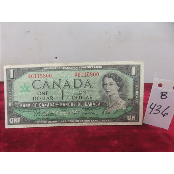 1967 Canadian One-Dollar Bill