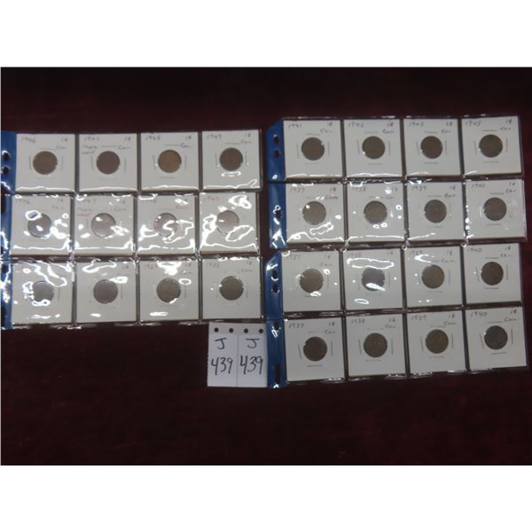 Twenty-Eight Canadian Pennies, 1920–1949