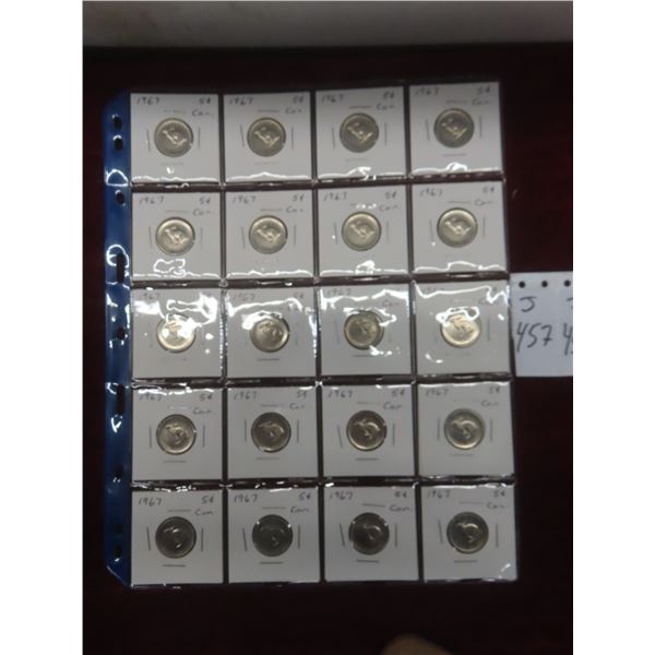 Twenty 1967 Canadian Nickels – 100 Years of Confederation