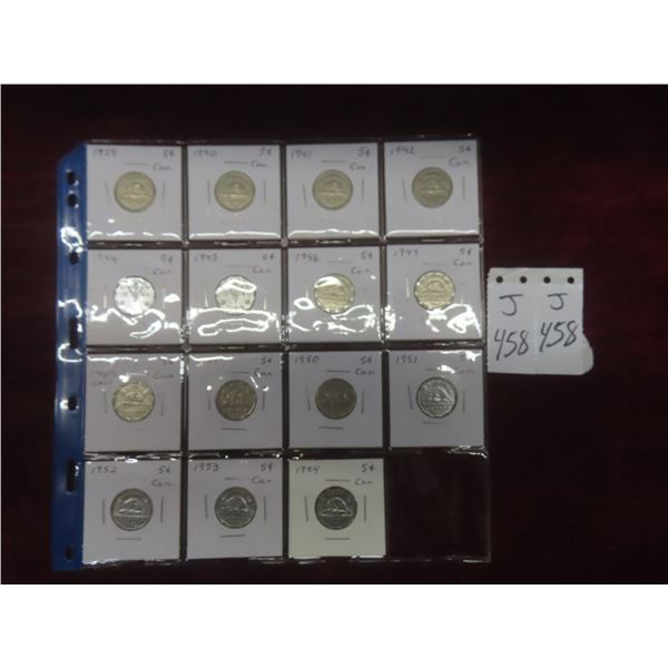 Fifteen Canadian Nickels, 1939–1954