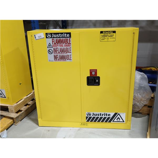 CABINET POUR PRODUITS INFLAMABLES JUSTRITE 43"x12"x44" (JAUNE) *AVEC BOSSES*