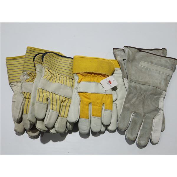 LOT DE 4 PAIRES DE GANTS TRAVAIL EN CUIR ASST
