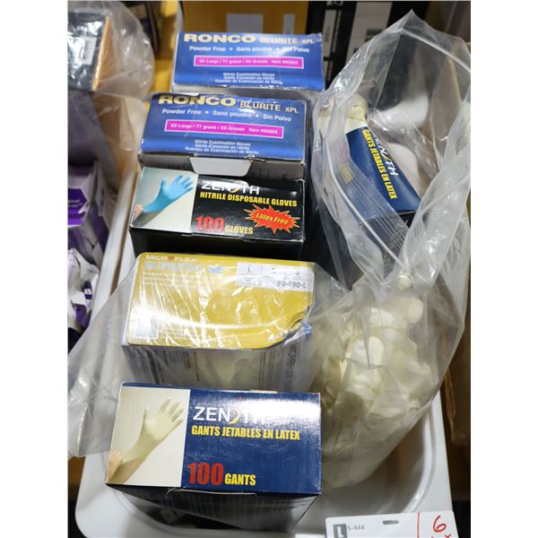 LOT DE 6 BTES DE GANTS JETABLES ASST gr:L,L,L,XXL,XXL,XXL