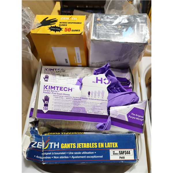 LOT DE 5 BTES DE GANTS JETABLES ASST gr:XS,XS,S, M,M,