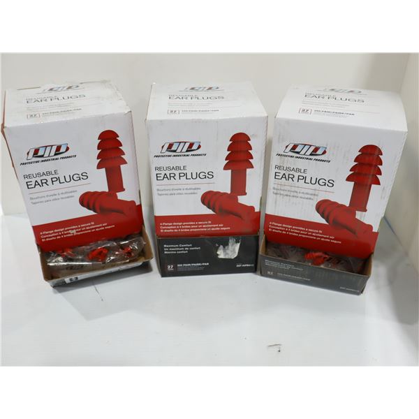 LOT DE 3 BTES DE BOUCHONS D'OREILLES RÉUTILISABLES PIP