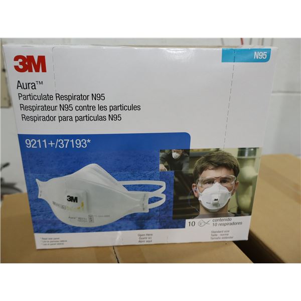 BTE DE 12 PQT DE 10 RESPIRATEUR N95 CONTRE LES PARTICULES 3M AURA 9211+/37193*
