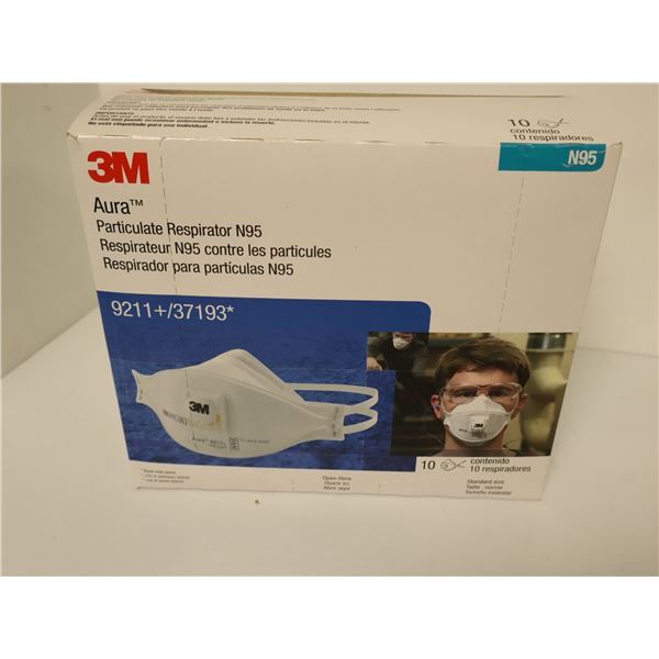 BTE DE 12 PQT DE 10 RESPIRATEUR N95 CONTRE LES PARTICULES 3M AURA 9211+/37193*