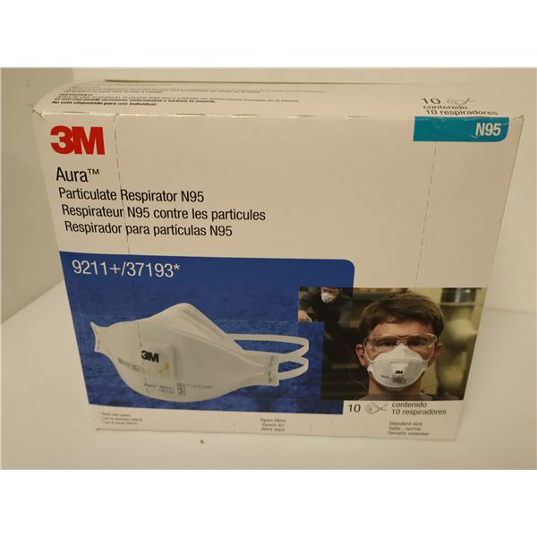 BTE DE 12 PQT DE 10 RESPIRATEUR N95 CONTRE LES PARTICULES 3M AURA 9211+/37193*