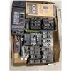 Image 1 : TRAY OF ASSORTED ELECTRICAL BREAKERS, INCLDUING SQAURE D, AND POWER PACT HD150 100AMP