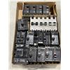 Image 1 : TRAY OF ASSORTED ELECTRICAL BREAKERS, INCLDUING SQAURE D, DUAL 40AMPS 50'S ETC