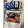 Image 1 : 2 TOTES OF ASSORTED TOOLS, SHOP SUPPLY AND ELECTRICAL