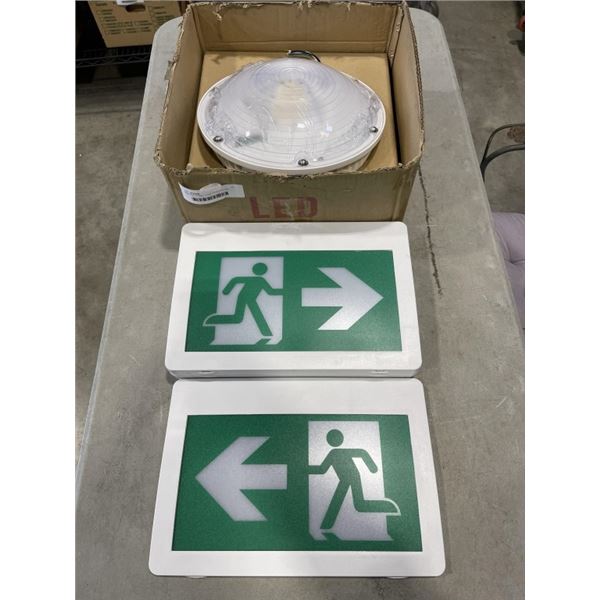 NEW LED HIGBAY LIGHT FICXTURE AND EXIT SIGN