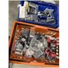 Image 1 : 2 TOTES OF ASSORTED ELECTRICAL JUNCTION BOXES, INSTALL AND CONNECTORS ETC