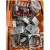 Image 2 : 2 TOTES OF ASSORTED ELECTRICAL JUNCTION BOXES, INSTALL AND CONNECTORS ETC