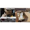 Image 1 : TRAY OF SHOP HARDWARE, CART WHEELS, TOWELS ETC AND TRAY OF DRAWER SLIDES