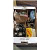 Image 3 : TRAY OF SHOP HARDWARE, CART WHEELS, TOWELS ETC AND TRAY OF DRAWER SLIDES