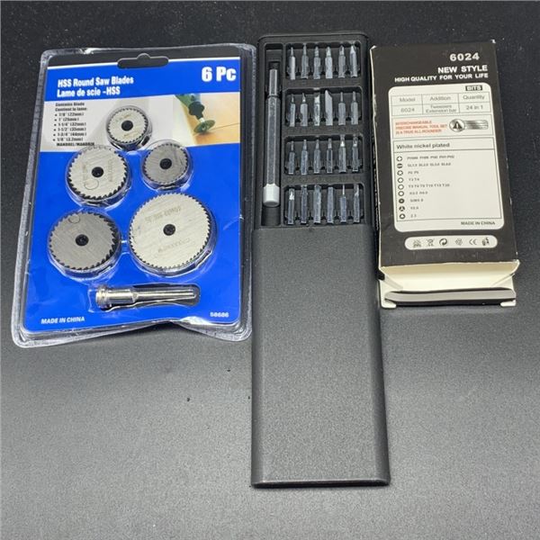 NEW SET OF MINI HIGH-SPEED STEEL SAW BLADES AND 25-IN-1 PRECISION SCREWDRIVER SET