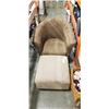 Image 2 : 2 TONE MICROFIBRE ARMCHAIR AND OTTOMAN