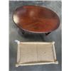 Image 1 : OVAL MAHOGANY FINISH COFFEE TABLE AND RUSH SEAT BENCH