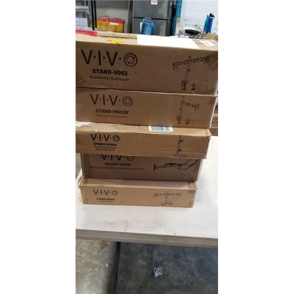 5 ASSORTED VIVO MOUNTS AND ACCESSORIES