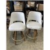 Image 1 : 2 WHITE LEATHER SWIVEL BAR STOOLS