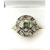 Image 1 : GOLD PLATED STERLING SILVER NATURAL EMERALD (0.50CT) WITH NATURAL WHITE TOPAZ (0.12CT) RING, SIZE 8,