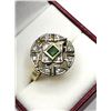 Image 2 : GOLD PLATED STERLING SILVER NATURAL EMERALD (0.50CT) WITH NATURAL WHITE TOPAZ (0.12CT) RING, SIZE 8,