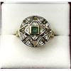 Image 3 : GOLD PLATED STERLING SILVER NATURAL EMERALD (0.50CT) WITH NATURAL WHITE TOPAZ (0.12CT) RING, SIZE 8,