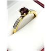 Image 2 : GOLD PLATED STERLING SILVER NATURAL GARNET (0.56CT) WITH NATURAL WHITE TOPAZ (0.08CT) RING, SIZE 7.7