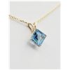Image 1 : 10KT YELLOW GOLD NATURAL BLUE TOPAZ (1.20CT) PENDANT WITH GOLD PLATED STERLING SILVER CHAIN, W/A $69