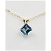 Image 2 : 10KT YELLOW GOLD NATURAL BLUE TOPAZ (1.20CT) PENDANT WITH GOLD PLATED STERLING SILVER CHAIN, W/A $69