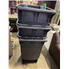 Image 2 : 3 BRAND NEW STACKING WITH LID GARBAGE BINS - GARBAGE, COMPOST AND RECYCLING, 22" X 24"X 35" 80 GALLO