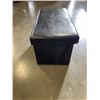 Image 2 : LEATHER STORAGE OTTOMAN WITH ASSORTED HOUSEHOLD AND KITCHEN ITEMS
