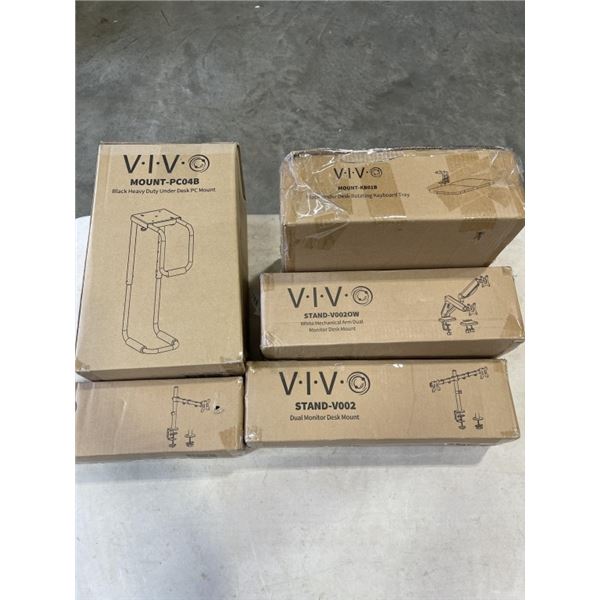 5 ASSORTED VIVO MOUNTS AND ACCESSORIES